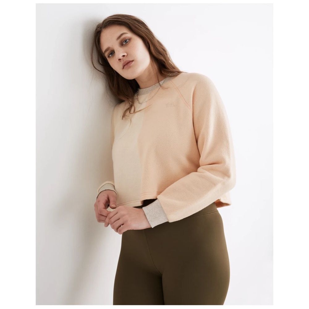 Madewell MWL Airyterry Colorblock Half Split Crop Sweatshirt
Size M